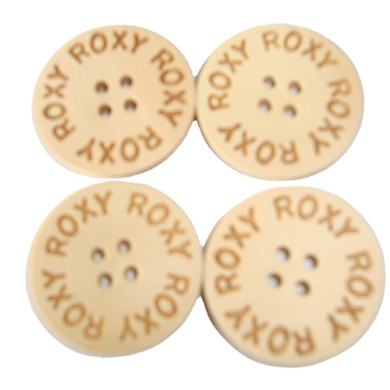 天台厂家直销实木纽扣两眼四孔激光复古木制小钮天然木头扣子批发