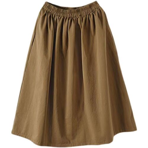 Cotton Spring Summer Skirt 2025 Slim Skirt Women's Elastic Waist Solid Color Large Size Large Hem Skirt Umbrella Skirt