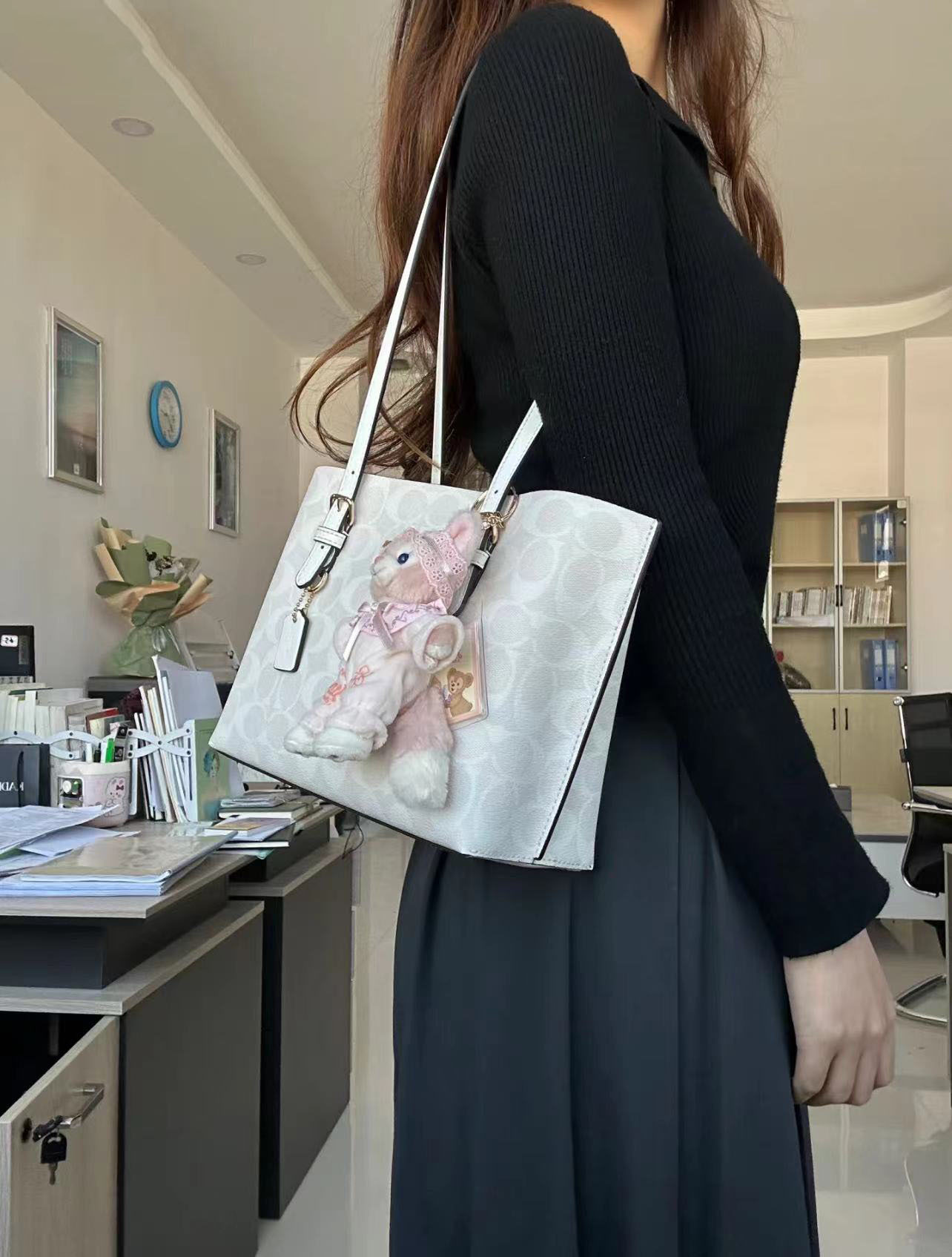 Mollie25 Böyük Tutumlu Tote Çanta Uzun Qayışlı Çiyin Çantası
