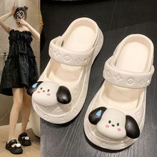 包头拖鞋女夏季可爱洞洞鞋时尚厚底居家用增高防滑沙滩凉拖鞋外穿