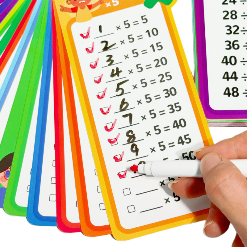 小学生向けのクロスボーダー足し算、引き算、掛け算、割り算の算数カード、消去可能な子供用学習教材、計算トレーニングカード|undefined