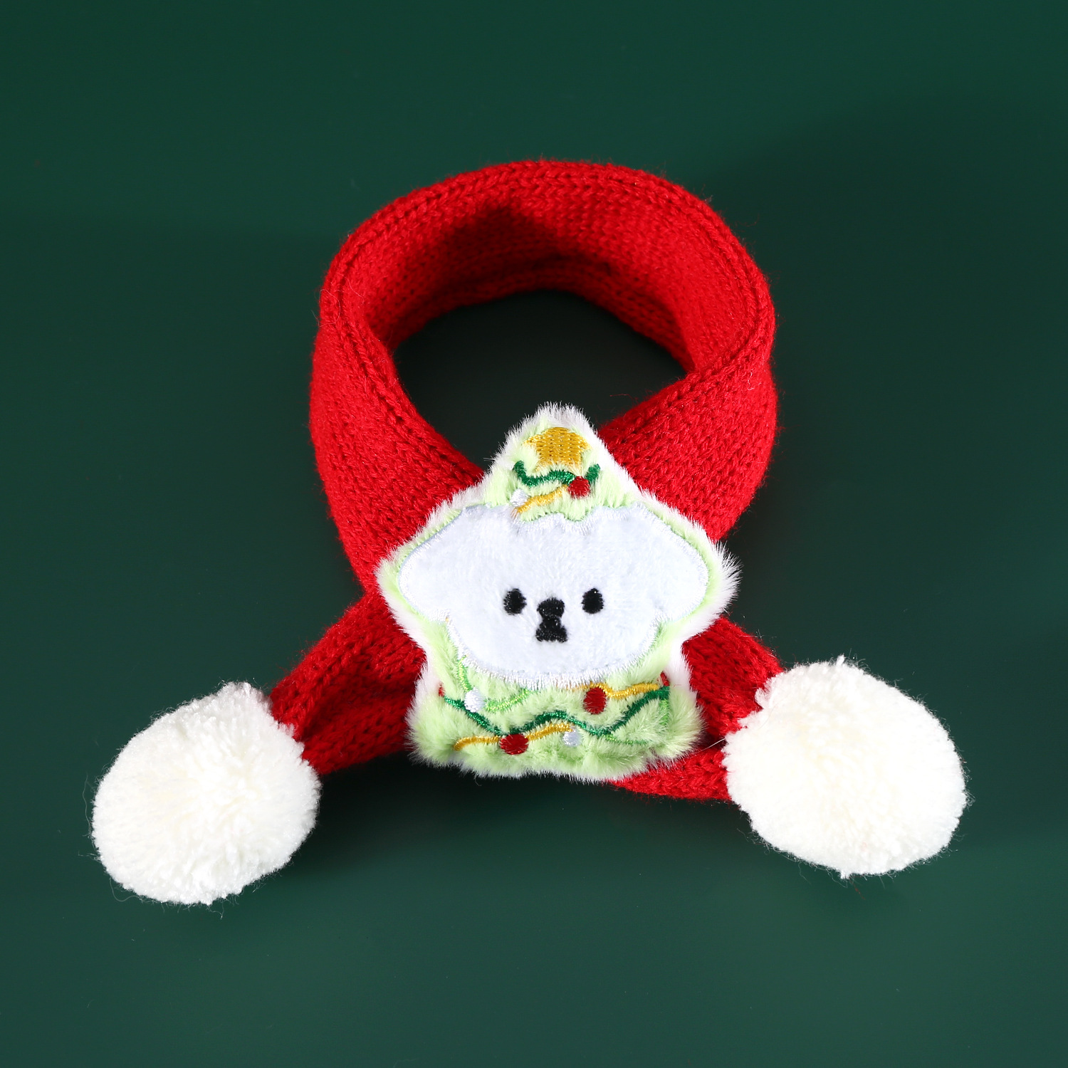 2024 Navidad roja bufandas mascotas gatos cachorros árbol de Navidad bolas de dibujos animados de punto lana bufandas set sombrero