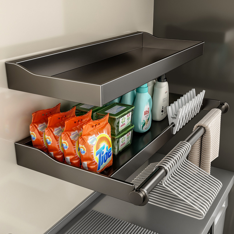 Balcony Drum Washing Machine Top Storage Rack Non-perforated Wall-mounted Removable and Washable Toilet Laundry Liquid Storage Rack