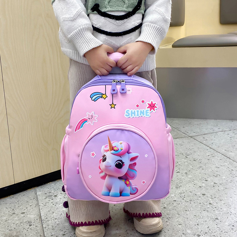 Dibujos animados dinosaurio niño niño jardín de infantes mochila unicornio linda niña mochila preescolar niños mochila luz