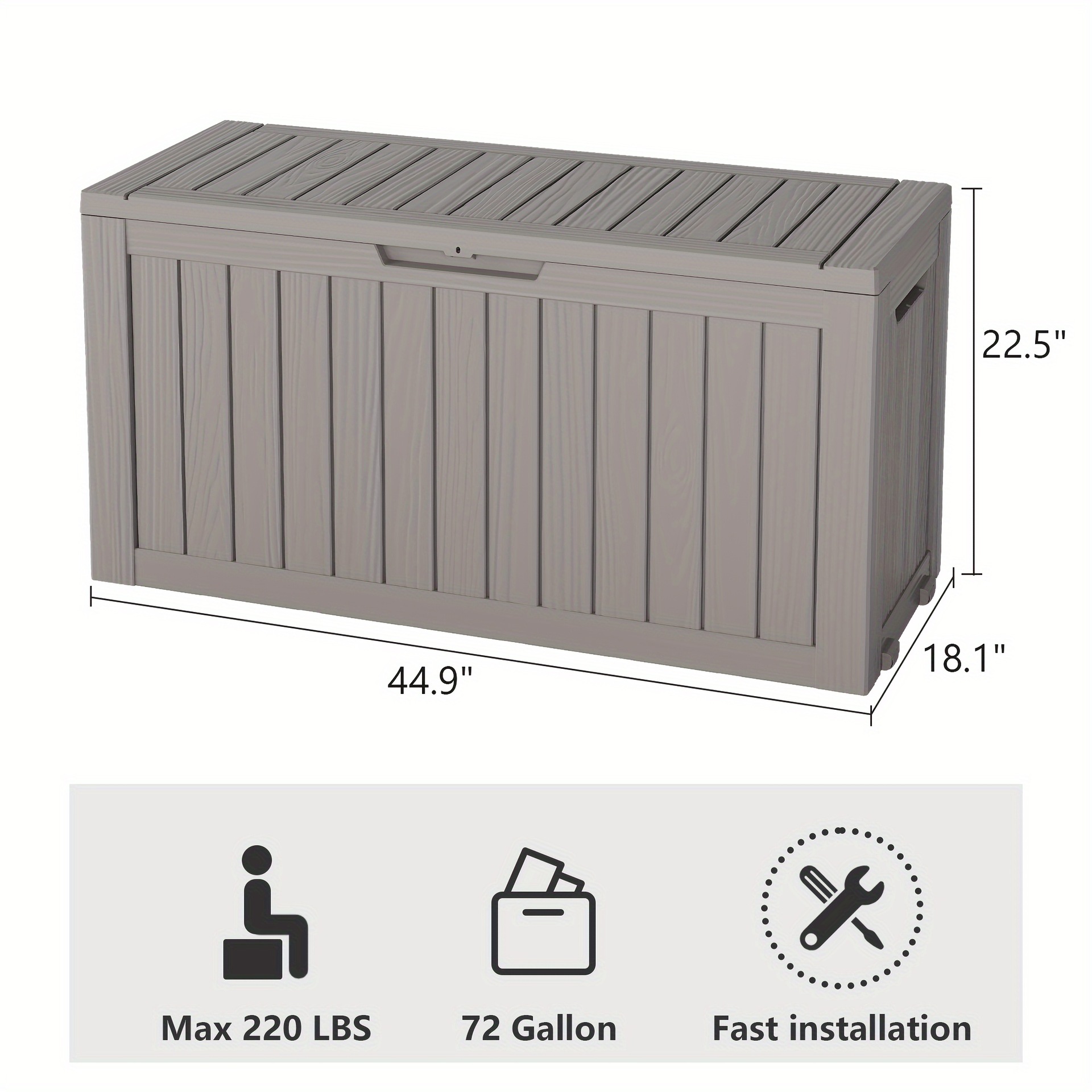 32/72/100 Gallon Deck Box Lockable Resin Indoor Outdoor Transfronterizo