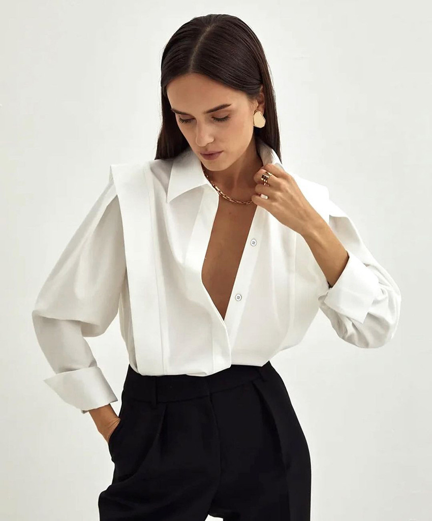 175g Weight Long Sleeve Sleeve Length Single Breasted Placket Type Wholesale Women's Casual Solid Color Long Sleeve Blouses