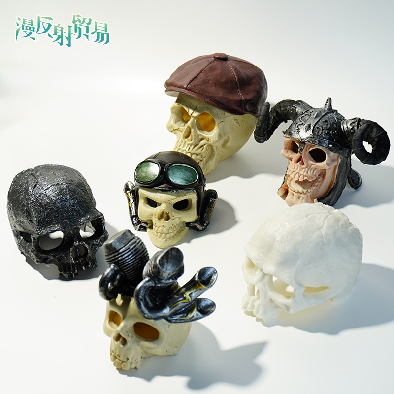 Pecera, acuario, calavera, decoración de paisajismo, casa de cría, evitar trepar, caja de mascotas, pirata, estilo caliente con capucha