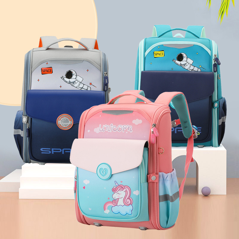 2021 new pattern Children&#39;s Backpack 1-5 grade light Spinal men and women pupil schoolbag