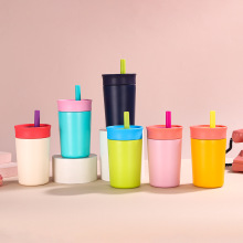 新款简约304不锈钢保温杯高颜值12oz带吸管咖啡杯便携小巧随行杯