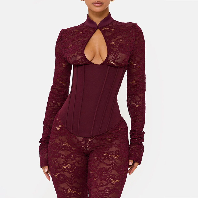 2026 estilo europeo y americano transfronterizo nueva moda sexy encaje hueco cheongsam hebilla delgada bolsas de caderas monjes cintura