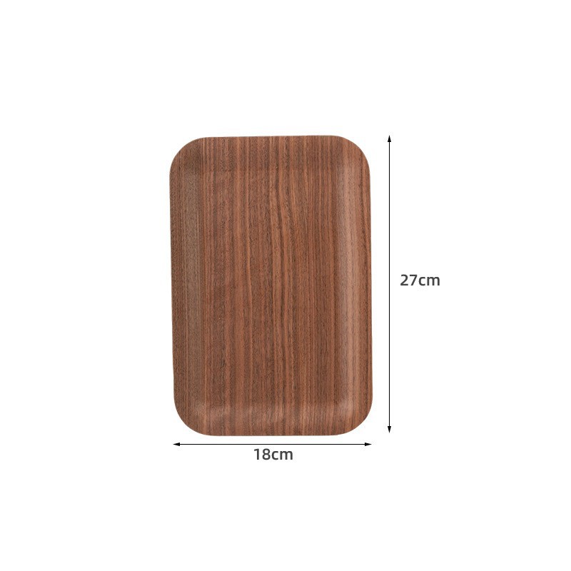 Bandeja rectangular de nogal japonés Plato de madera Plato de comida Taza de agua de café Taza de té Plato de bocadillos de frutas al por mayor para el hogar