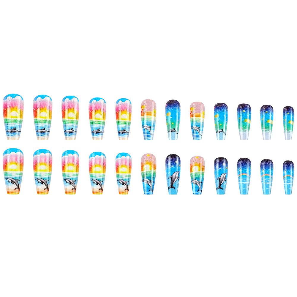 Transfronterizo largo estilo de ballet manicure estilo de puesta de sol estilo de vestir 24 piezas de estilo manicure parche