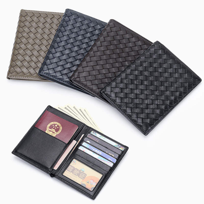 Sheepskin Hand-Woven Passport Bag, Men's and Women's Genuine Leather Wallet, Foreign Trade European and American New Style Multi-Functional Passport Holder Bag Sheepskin Hand-Woven Passport Bag, Men's and Women's Genuine Leather Wallet, Foreign Trade European and American New Style Multi-Functional Passport Holder Bag