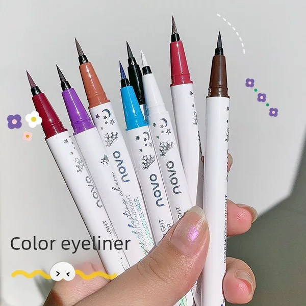 Makeup Novo Colorful Eyeliner Pen for Female Beginners, Ultra-Fine Soft Bristles, Waterproof, Sweat-Proof, Long-Lasting, Non-Smudge Liquid Eyeliner Pen
