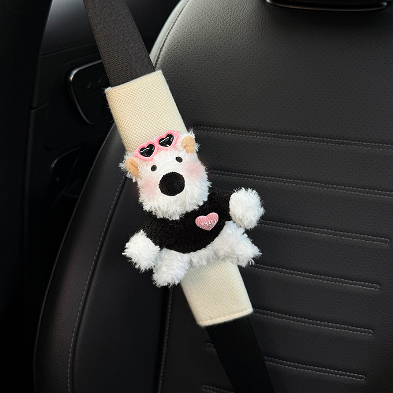 Car Seat Belt Shoulder Pads, Cute Protective Covers, Car Interior Accessories, Seat Belt Decoration, Anti-Collision Covers, West Highland Dolls for Women