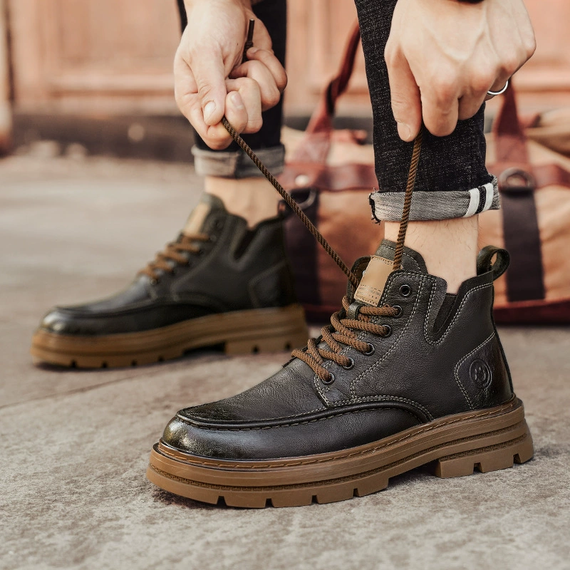 Высокие ботинки (Martens), демисезонная платформа, повседневные, размеры 39–44, тёмно‑коричневые/чёрные