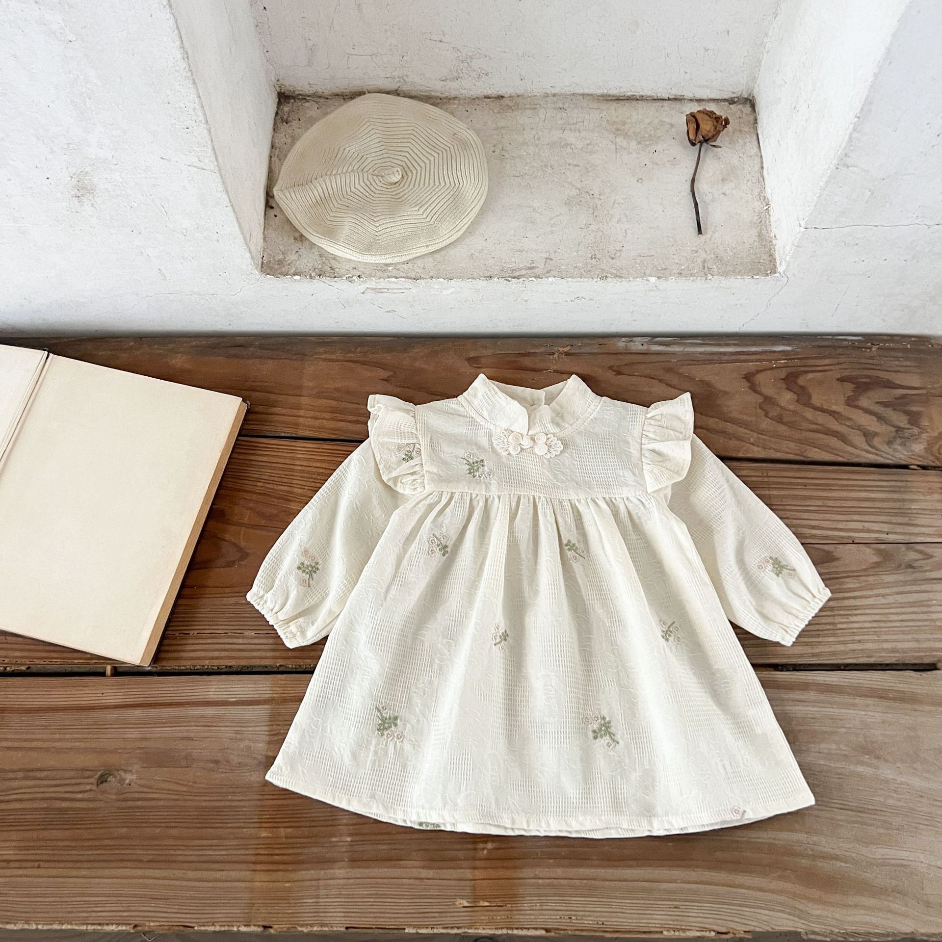 Ins niñas coreanas bebés algodón bordado chino lapina para bebés falda para hermanas