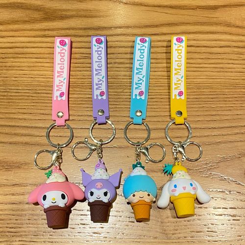 Ice cream Sanrio cartoon keychain cute Melody girls bag pendant car key chain small gift