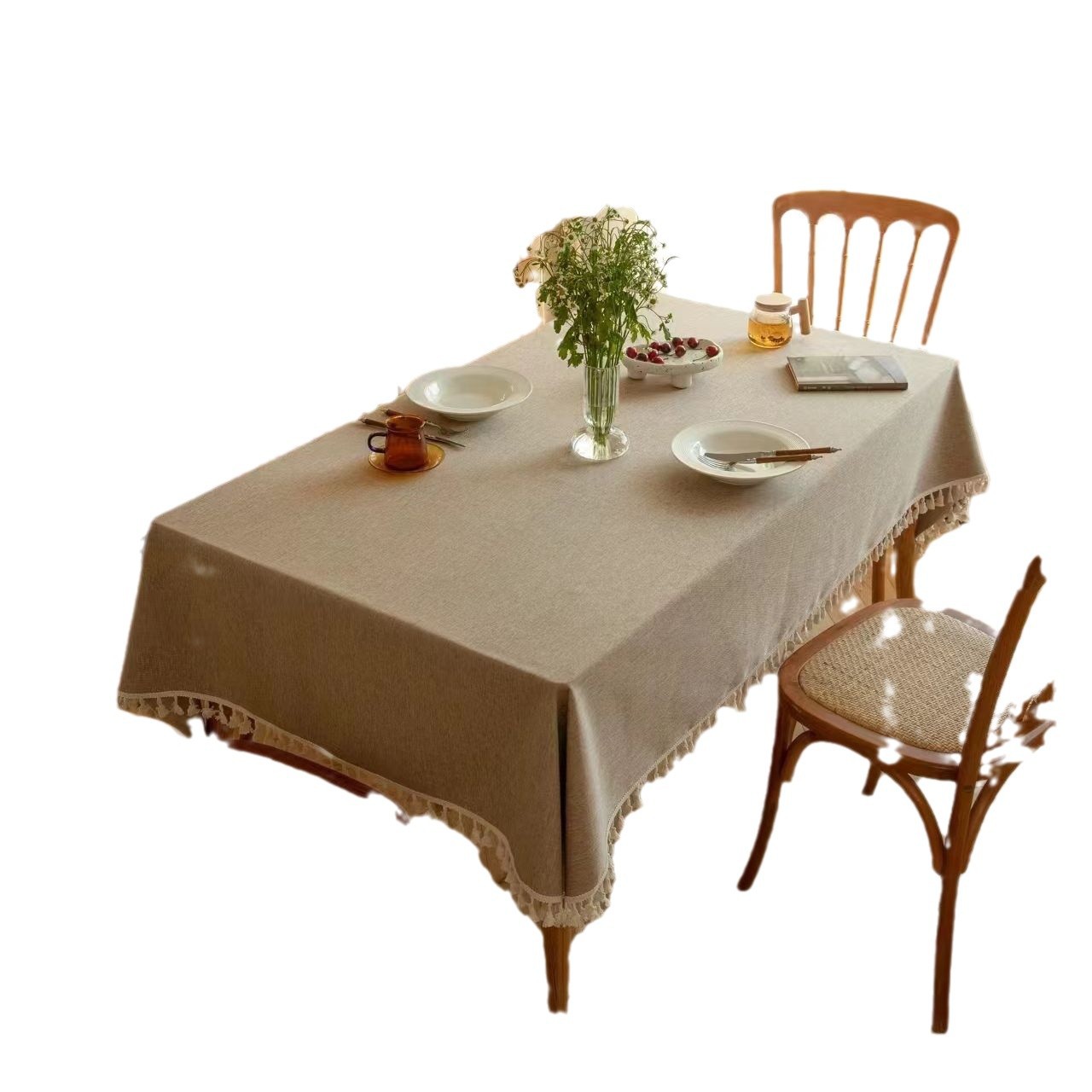 Algodón y lino impermeable a prueba de agua a prueba de aceite lujoso ambiente ligero nuevo estilo chino de color sólido bordado simple toalla de mesa de té toalla de mesa de comedor