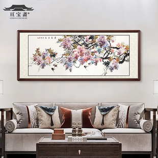 Decorative Painting for Living Room Sofa Background Wall Hanging, Famous Artist's Pure Hand-Painted New Chinese Style Bedroom Wall Calligraphy and Painting, Flower and Bird Chinese Painting
