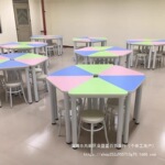 六边型活动桌椅创客课桌椅智慧教室拼接桌心理教室团辅桌阅览桌椅
