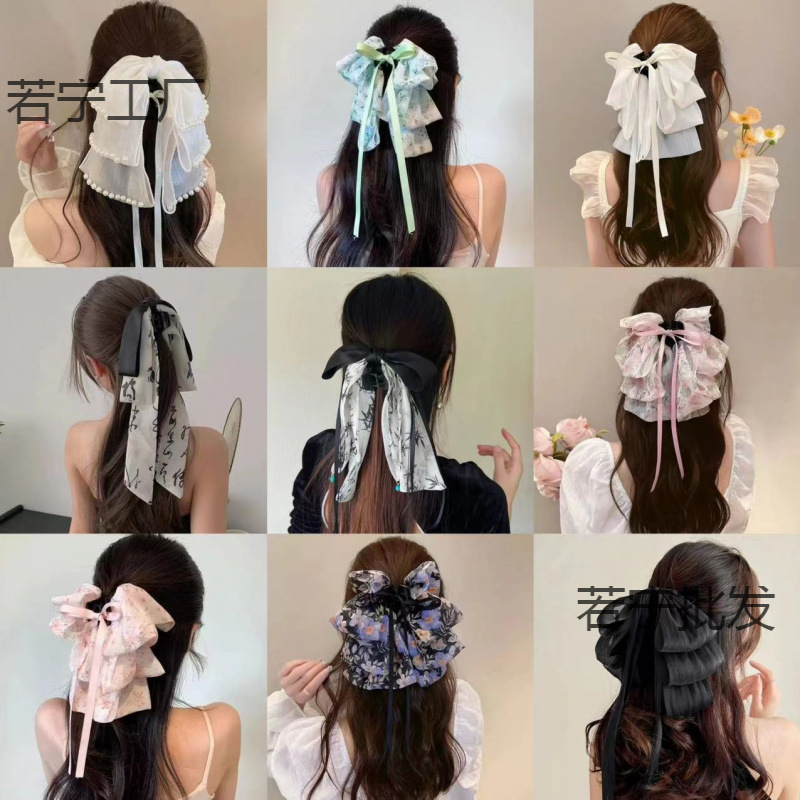 bow ribbon floral barrettes hair clip hair claws shark clip live broadcast hair accessories boutique stall night market wholesale