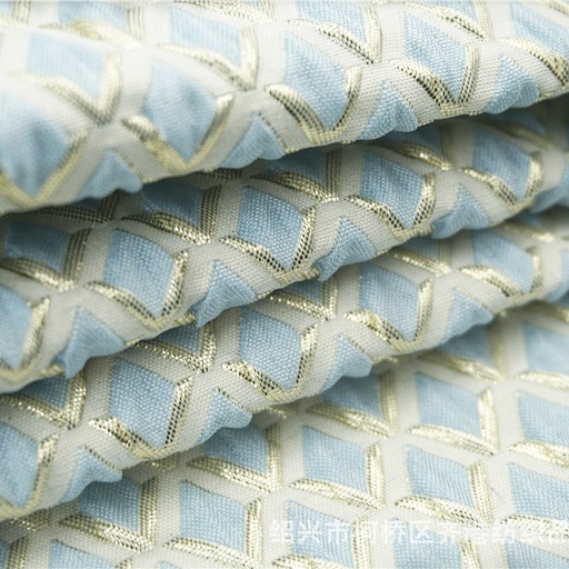 新款 梭织菱形格子金银丝提花面料 童装女装鞋材连衣裙箱包面料