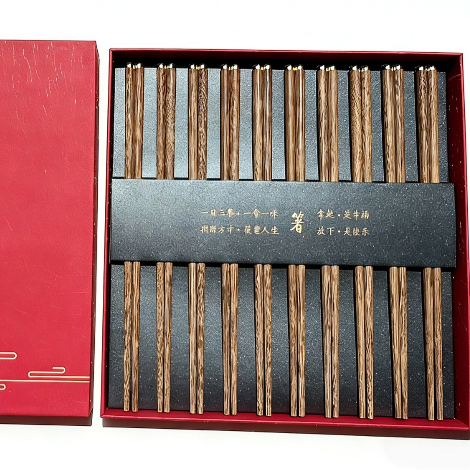 둥근 평상 닭날개 나무젓가락 10쌍 [푸젓가락 선물상자]