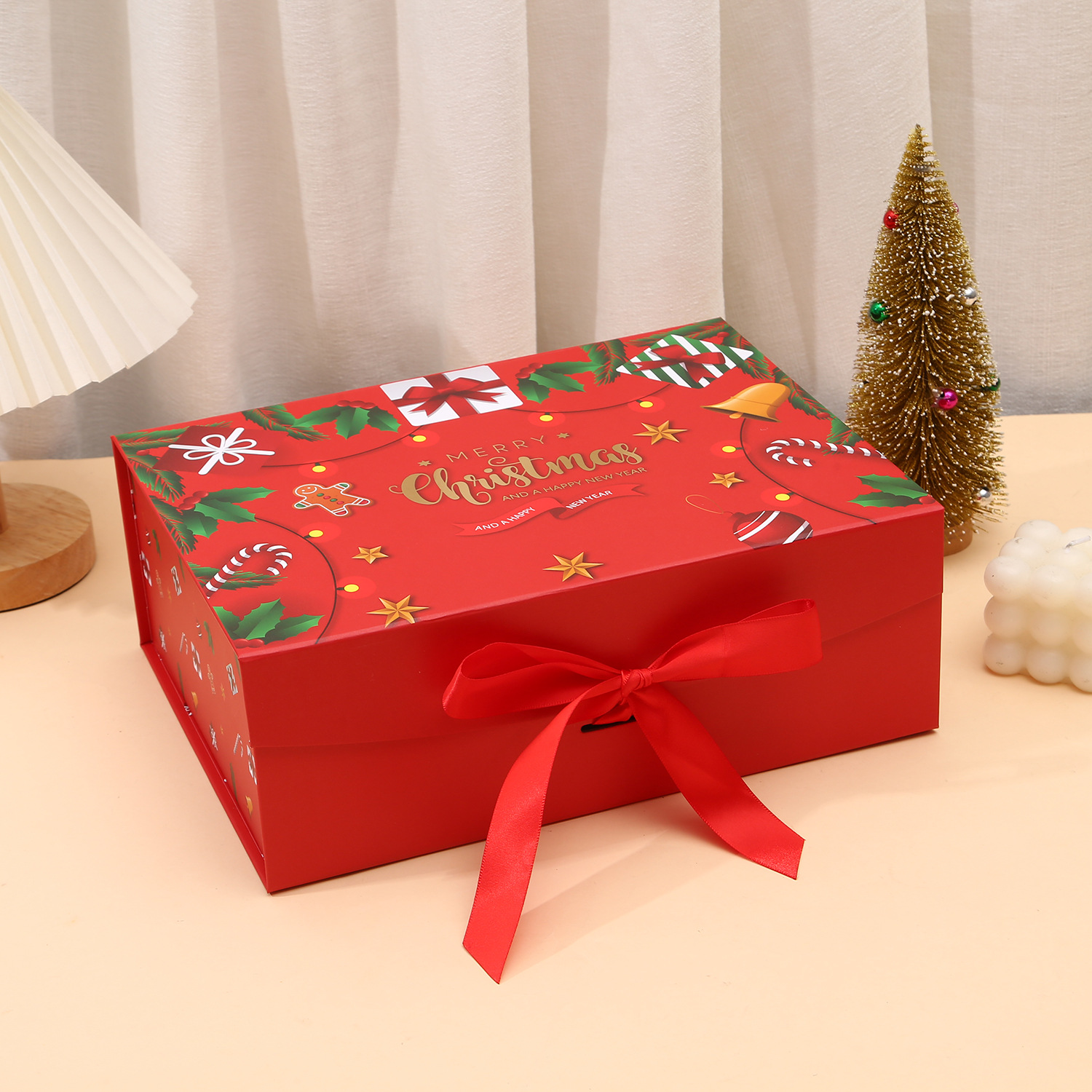 Caja de regalo de Navidad explosiva de Amazon Caja de embalaje de regalo de Navidad Caja de regalo de succión magnética de lazo de una pieza al por mayor