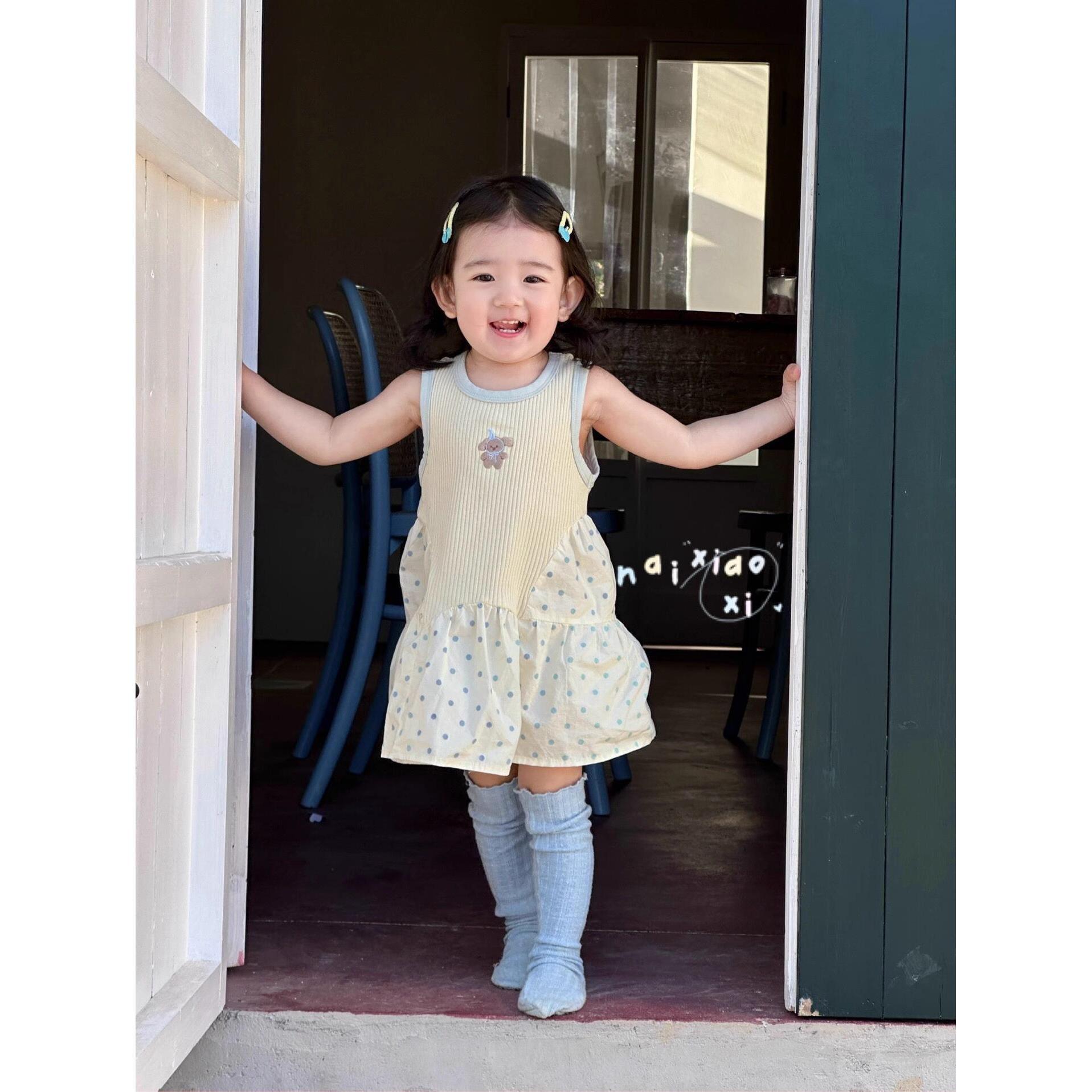 Ropa para niñas, ropa para niños coreanos, tesoros femeninos, bordados, estilo occidental, lunares, falda de cola de pez irregular, falda de chaleco de princesa, estilo de moda