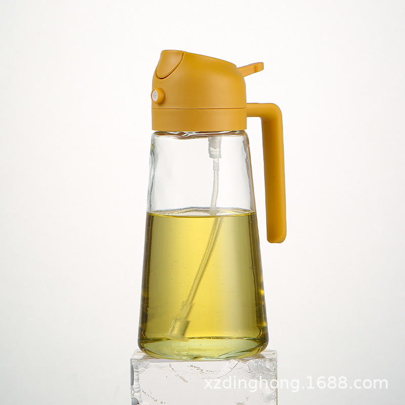 Botella de pulverización de aceite doméstica sin colgar aceite de dos propósitos de apertura y cierre automático para pulverización de aceite comestible pulverizado y control de aceite