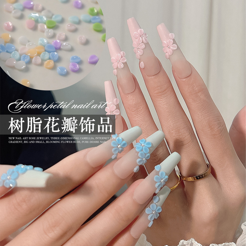 Spring Flower Nail Art Jewelry Mixed Dopamine Color Petals Ins Style Three-dimensional Flower Resin Nail Decoration