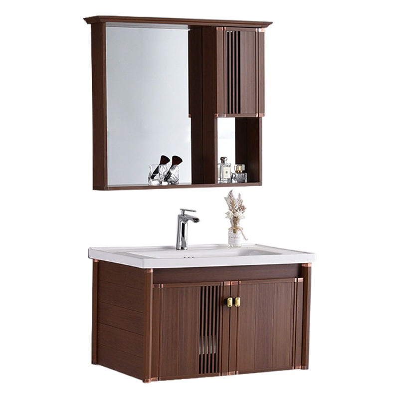 Nuevo estilo chino baño gabinete combinación espesado espacio aluminio cerámica integrado lavabo baño lavado Mesa lavabo gabinete