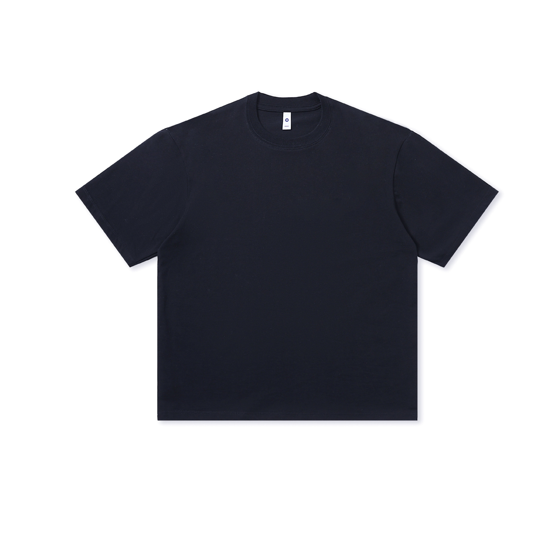 Camiseta básica de 250g para mujer, camiseta de manga corta de algodón puro con hombros caídos para hombre, estilo pareja de color sólido con cuello redondo, holgada e informal.