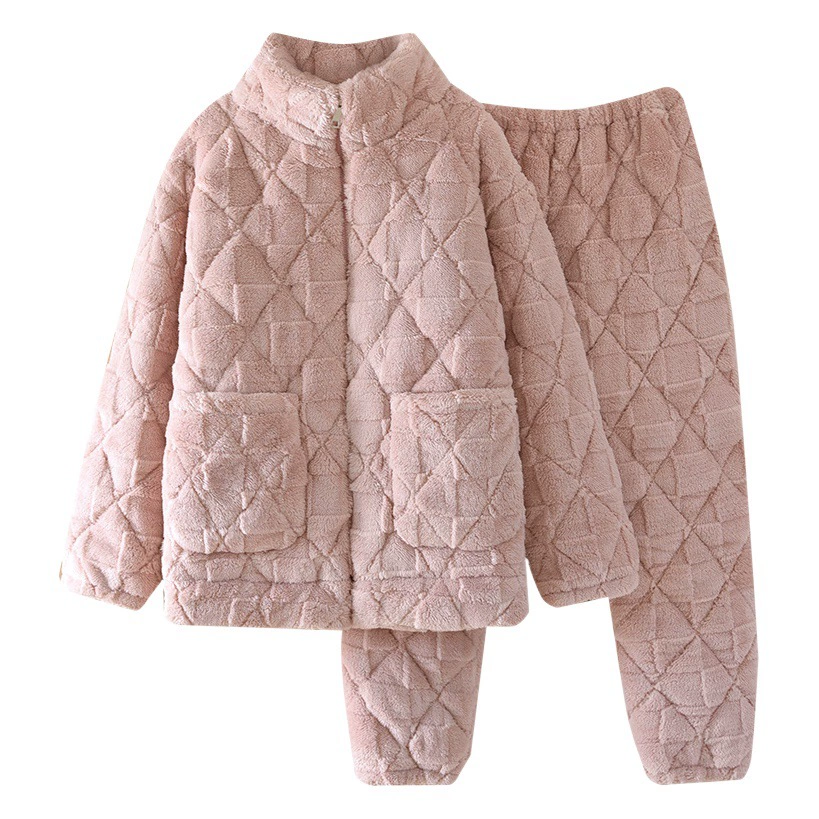 Плюс размер пижамы женский утолщение осенью и зимой