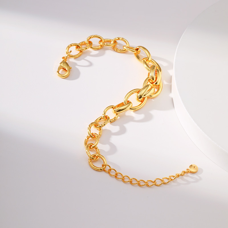 Retro Oval Solid Color Copper Bracelets