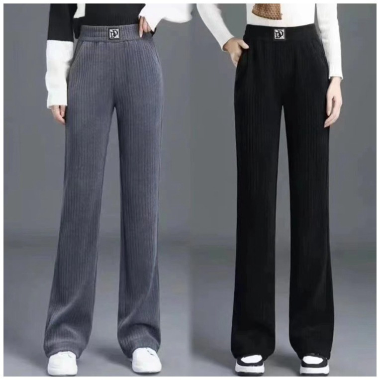 一件代发阔腿裤女冬季新款加绒加厚裤子女士垂感加厚直筒休闲裤女