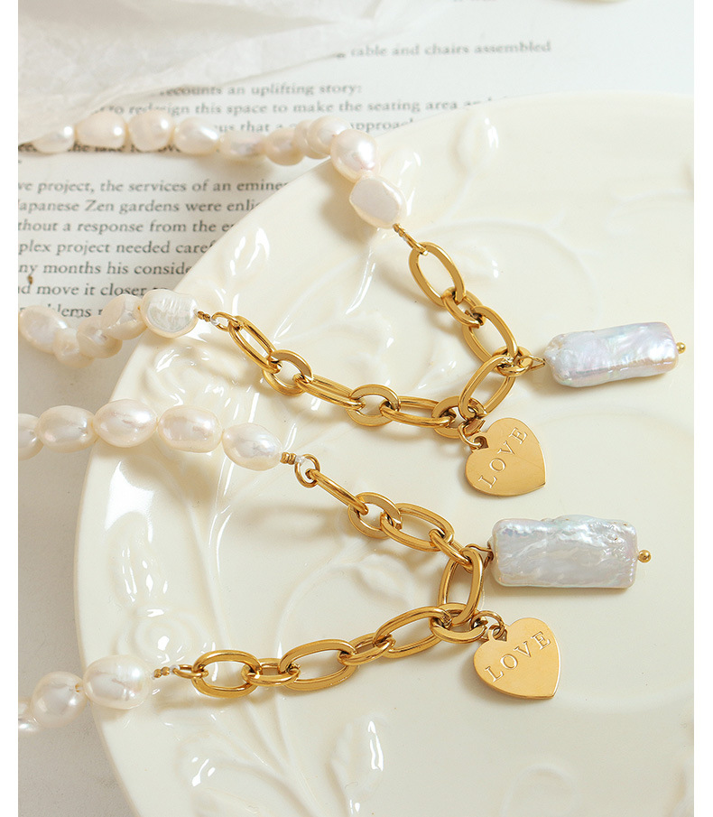 Simple Style Heart Shape Titanium Steel Pendant Necklace Pearl Plating Stainless Steel Necklaces_colorza_4