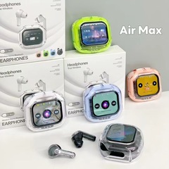国境を越えた新型AirMaxカラースクリーン無線bluetoothイヤホン透明型タッチパネルデジタル表示TWS5.4スポーツイヤホン
