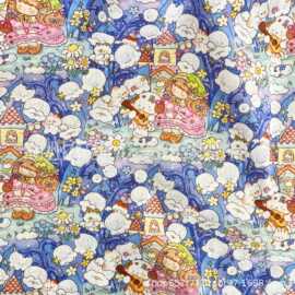 全棉40支韩版数码印花布料 汤丸酱插画花布童装亲子装包包饰品DIY