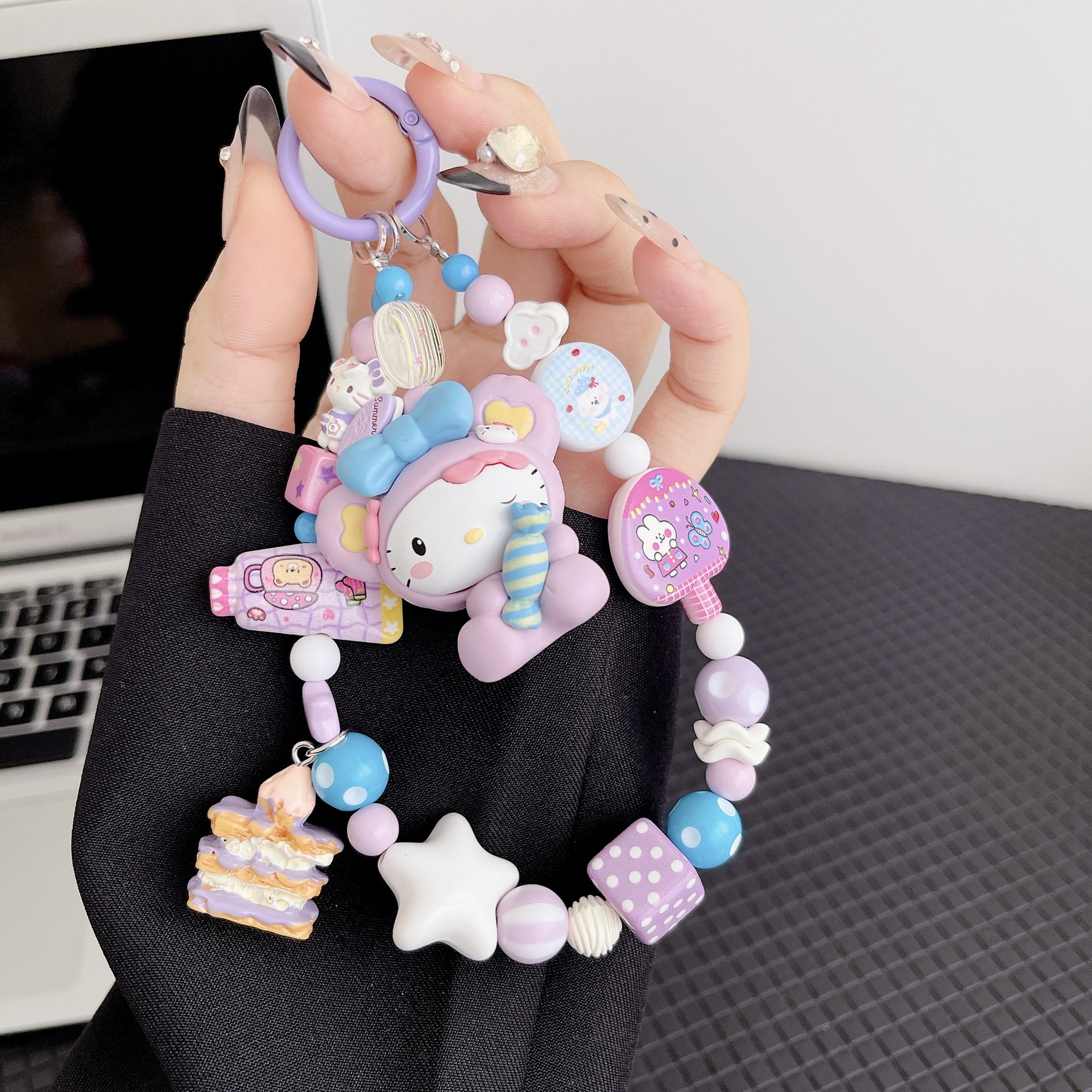 Bucha hecha a mano de alta calidad cadena de teléfono móvil mujer cadena corta moda serie HelloKitty cadena de teléfono móvil