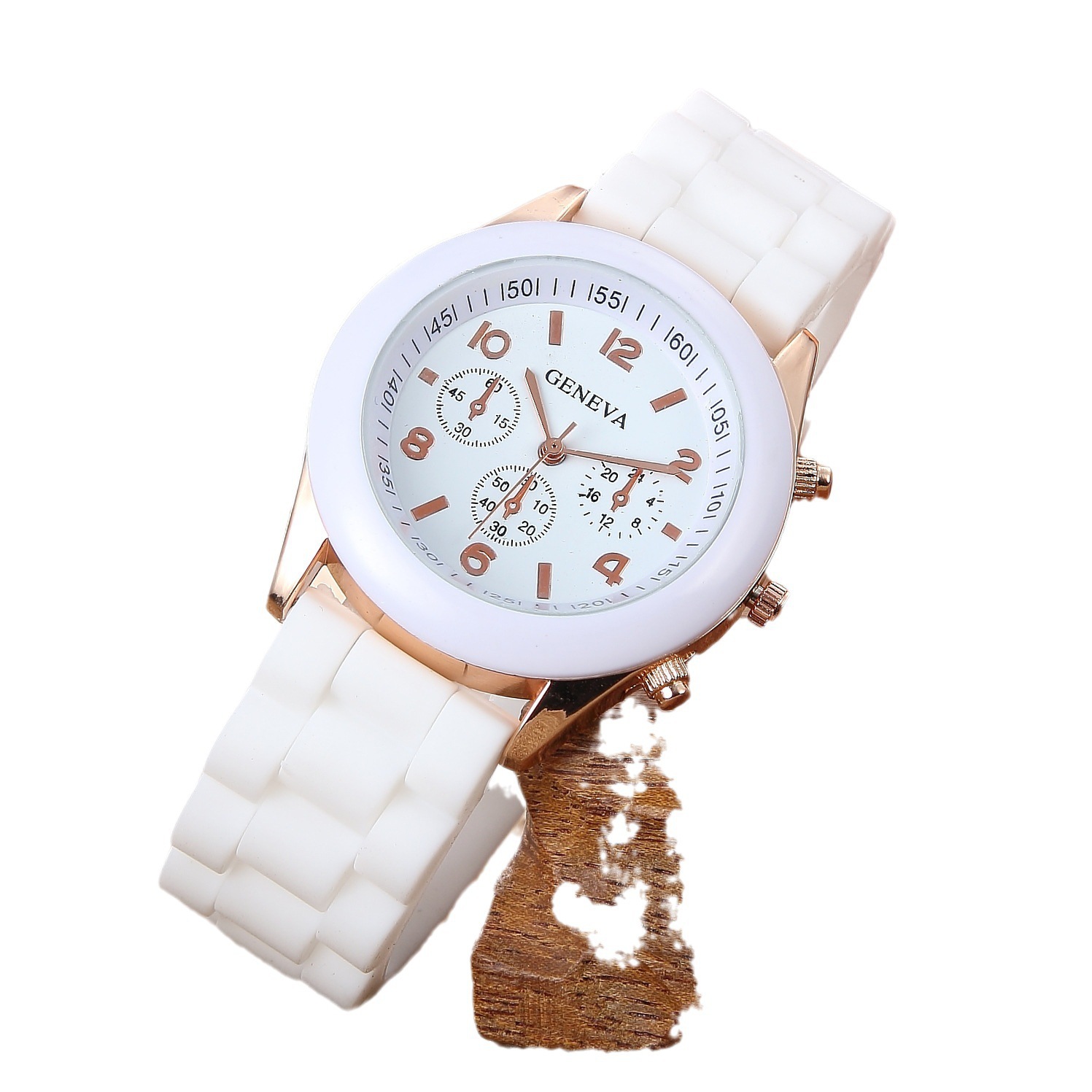 Neues Set Einfache Silikonband Nische Elegante Drei-Augen-Casual Damenuhr Zweiteilige Quarzuhr_voghion.com