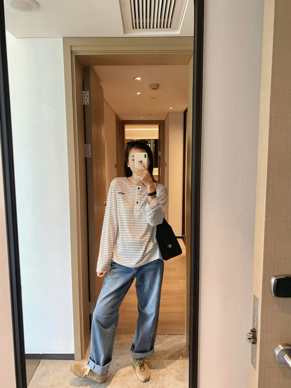j*nby25早秋牛仔裤弯刀宽松量感阔腿高腰直筒设计牛仔裤|undefined