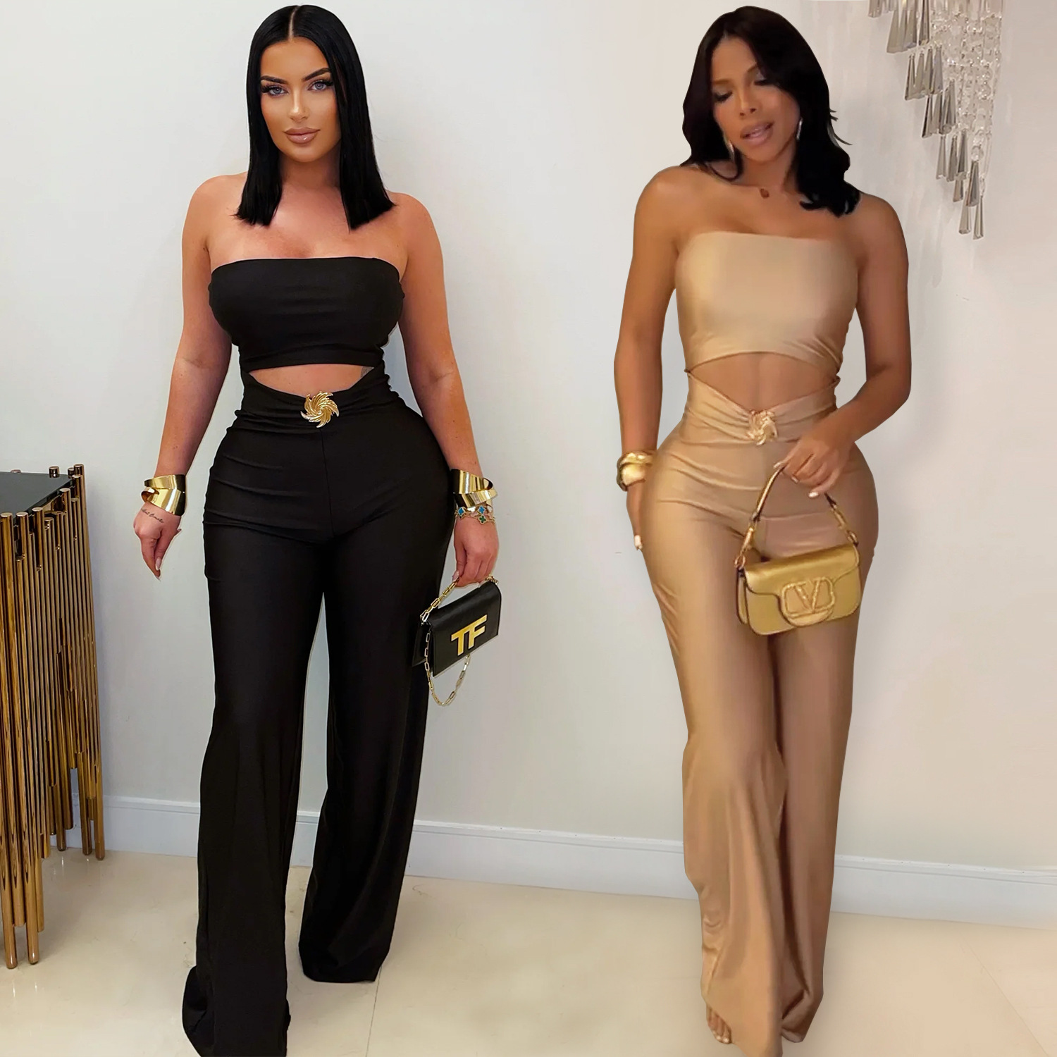 C7535 Cross-Border Aliexpress Amazon European and American Fashion Women's Summer New Slim Stretch Casual Jumpsuit