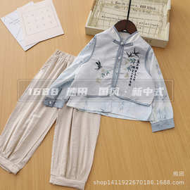 汉服儿童2025秋款长袖唐装男童新中式国风古风日常可穿复古套装