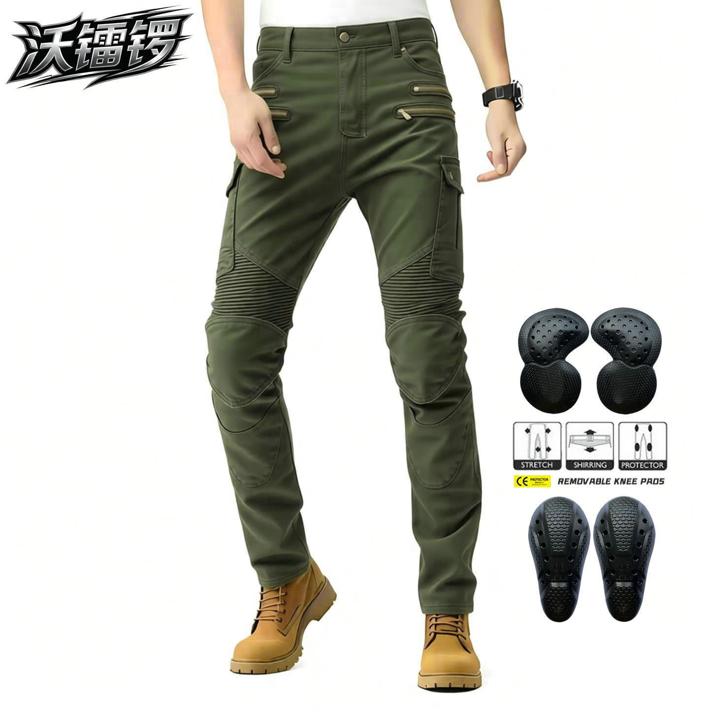 Vaqueros ajustados para motocicleta VOLERO para hombre, estilo táctico con múltiples bolsillos y cremallera, pantalones anticaída para motociclismo al aire libre