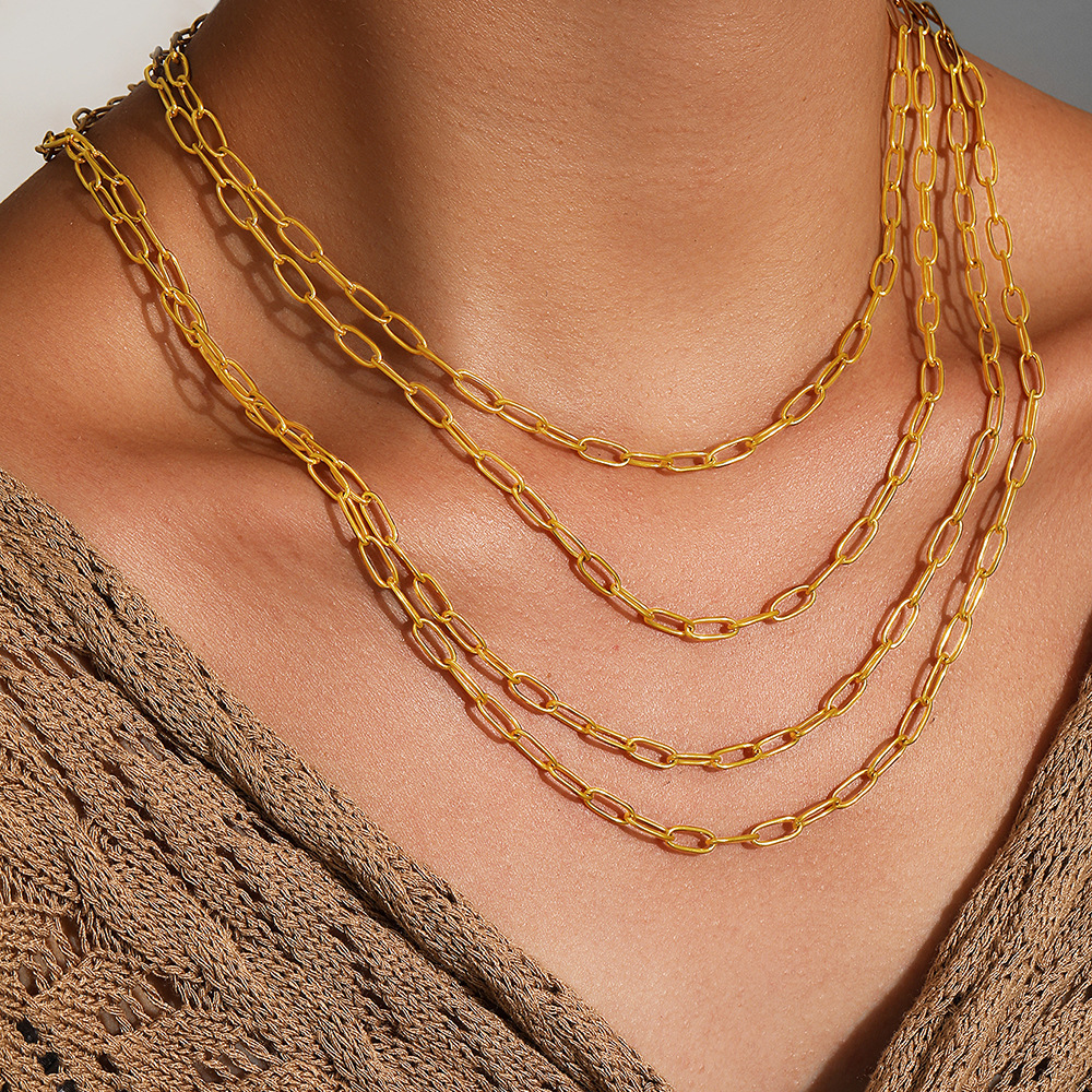 Amazon Stainless Steel Hot Selling Men's Personality Fashion Gold Necklace Chain Simple All Match NK Chain Necklace Jewelry