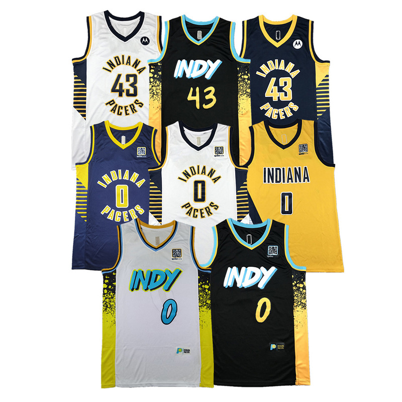 Pacers Nba Pacers 43 Siakam 0 Haliburton Jersey Cross-Border Embroidered Basketball Uniform Pacers Nba Pacers 43 Siakam 0 Haliburton Jersey Cross-Border Embroidered Basketball Uniform