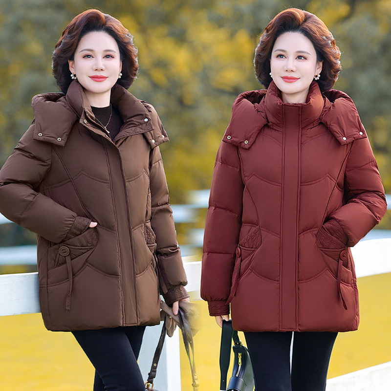 Authentic High-End Clearance down Jacket 2025 New Thickened Middle-Aged and Elderly Winter Goose down Fashion Coat Warm and Stylish