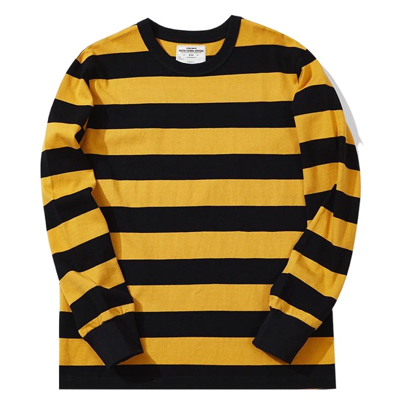 OKONKWO americano retro ameikaji camiseta pesada prisionero motocicleta hombres gruesa rayas de manga larga Camiseta